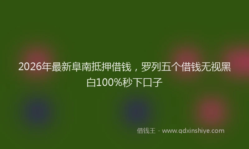 2026年最新阜南抵押借钱，罗列五个借钱无视黑白100%秒下口子