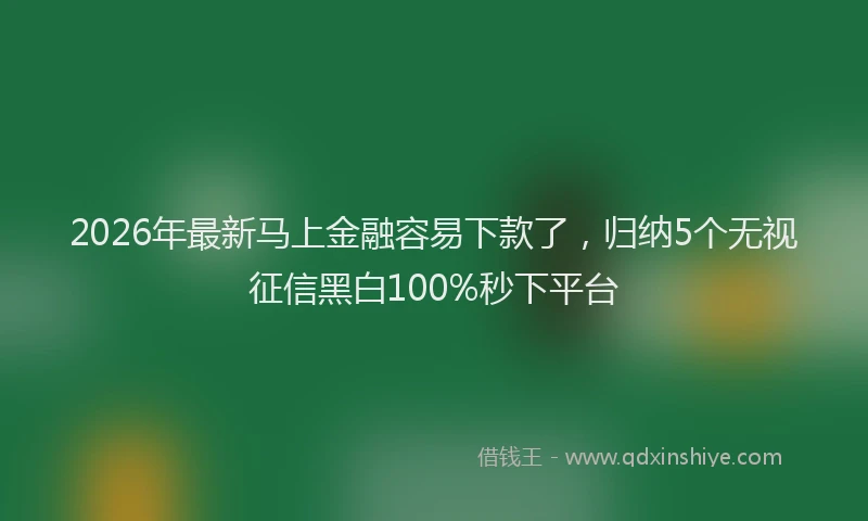 2026年最新马上金融容易下款了，归纳5个无视征信黑白100%秒下平台