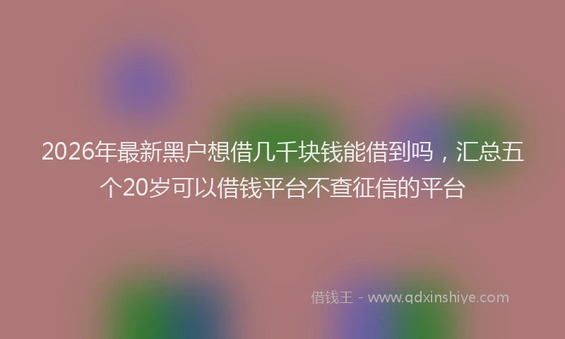 2026年最新黑户想借几千块钱能借到吗，汇总五个20岁可以借钱平台不查征信的平台
