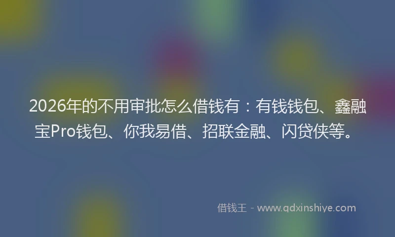 2026年的不用审批怎么借钱有：有钱钱包、鑫融宝Pro钱包、你我易借、招联金融、闪贷侠等。