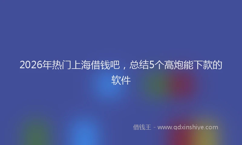2026年热门上海借钱吧，总结5个高炮能下款的软件