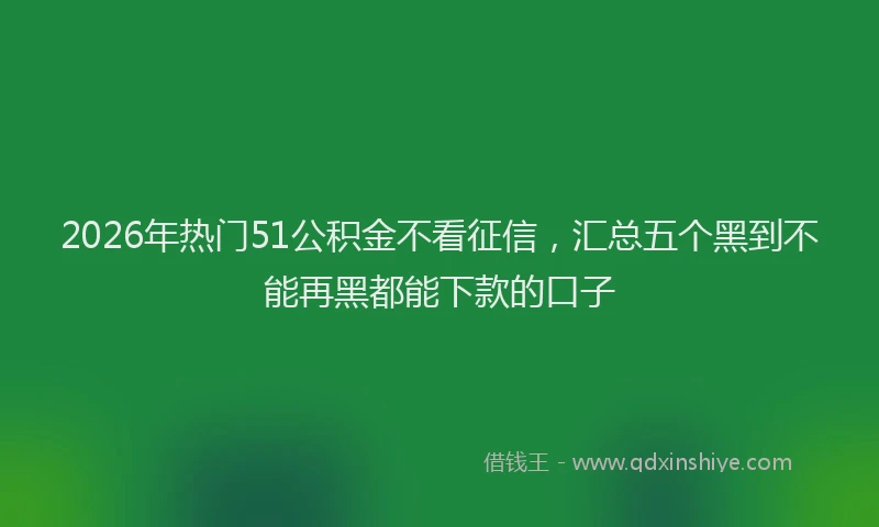 2026年热门51公积金不看征信，汇总五个黑到不能再黑都能下款的口子