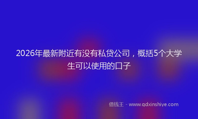 2026年最新附近有没有私贷公司，概括5个大学生可以使用的口子