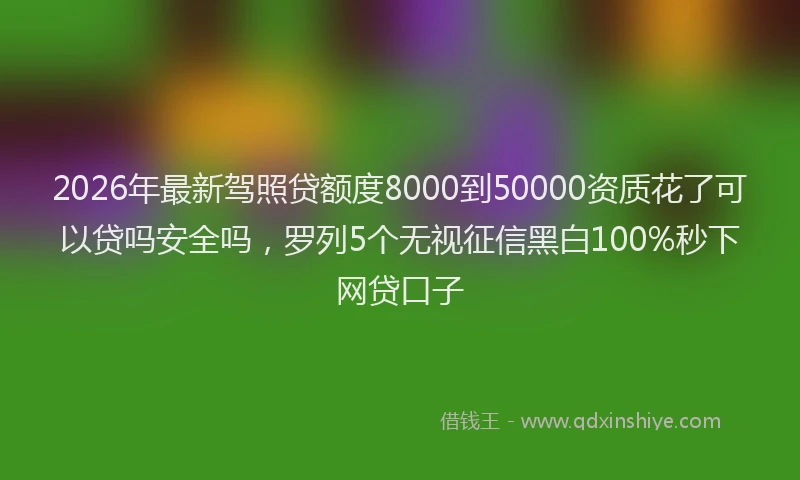 2026年最新驾照贷额度8000到50000资质花了可以贷吗安全吗，罗列5个无视征信黑白100%秒下网贷口子