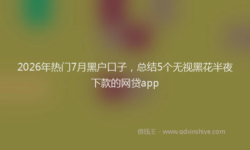 2026年热门7月黑户口子，总结5个无视黑花半夜下款的网贷app