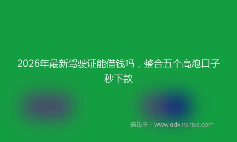 2026年最新驾驶证能借钱吗，整合五个高炮口子秒下款