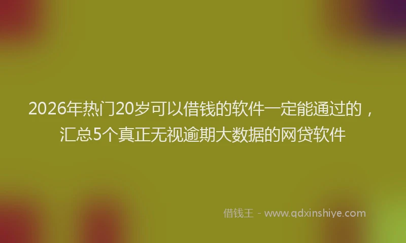 2026年热门20岁可以借钱的软件一定能通过的，汇总5个真正无视逾期大数据的网贷软件