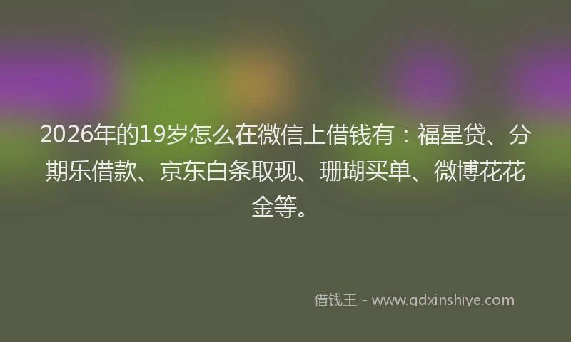 2026年的19岁怎么在微信上借钱有：福星贷、分期乐借款、京东白条取现、珊瑚买单、微博花花金等。