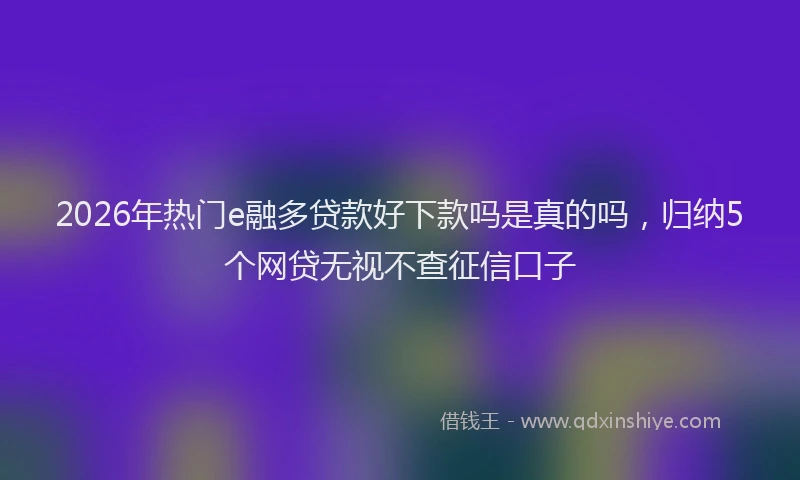 2026年热门e融多贷款好下款吗是真的吗，归纳5个网贷无视不查征信口子