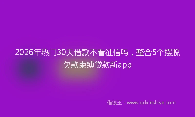2026年热门30天借款不看征信吗，整合5个摆脱欠款束缚贷款新app