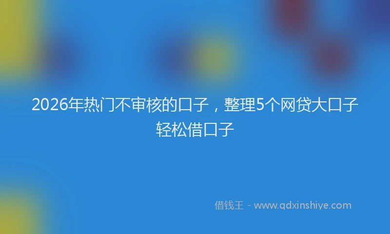 2026年热门不审核的口子，整理5个网贷大口子轻松借口子
