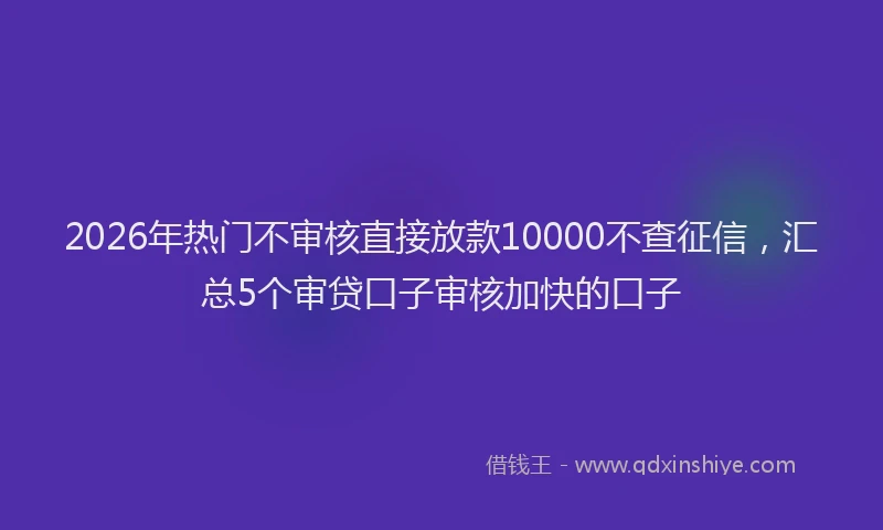 2026年热门不审核直接放款10000不查征信，汇总5个审贷口子审核加快的口子