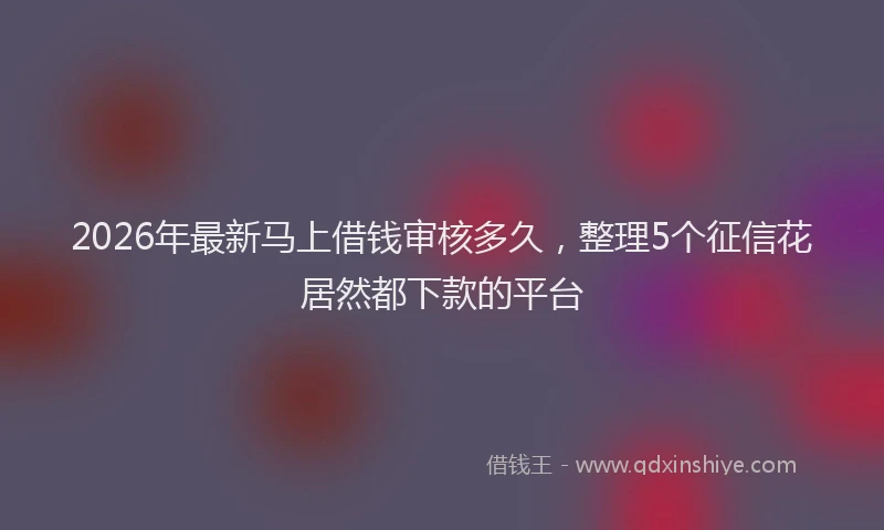 2026年最新马上借钱审核多久，整理5个征信花居然都下款的平台