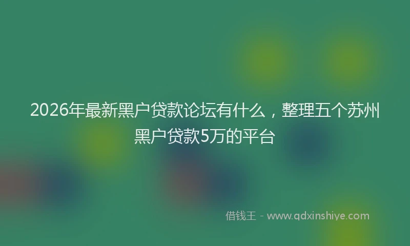 2026年最新黑户贷款论坛有什么，整理五个苏州黑户贷款5万的平台