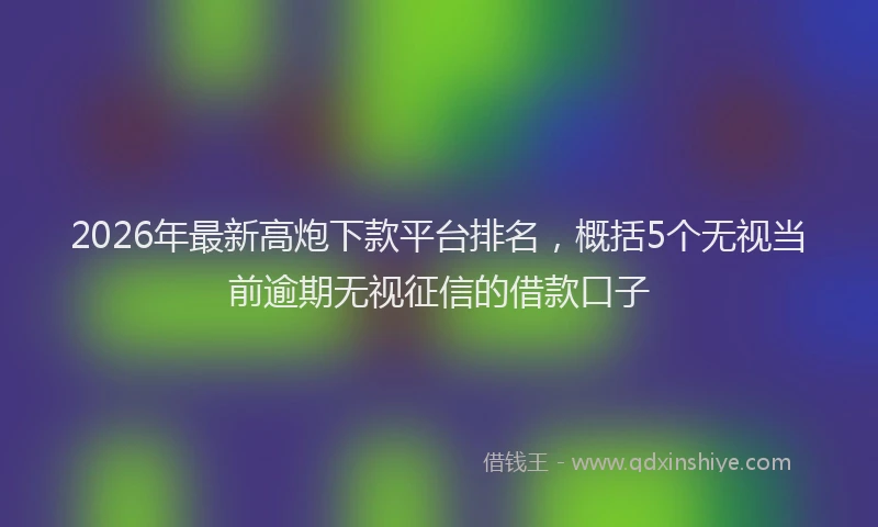 2026年最新高炮下款平台排名，概括5个无视当前逾期无视征信的借款口子