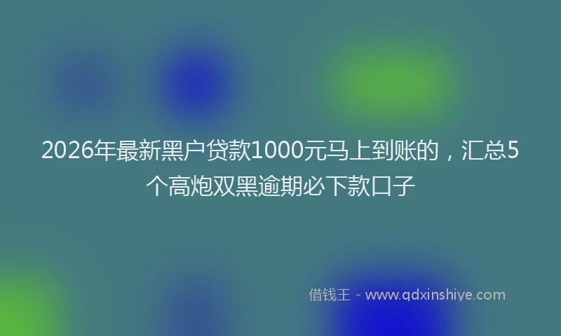 2026年最新黑户贷款1000元马上到账的，汇总5个高炮双黑逾期必下款口子