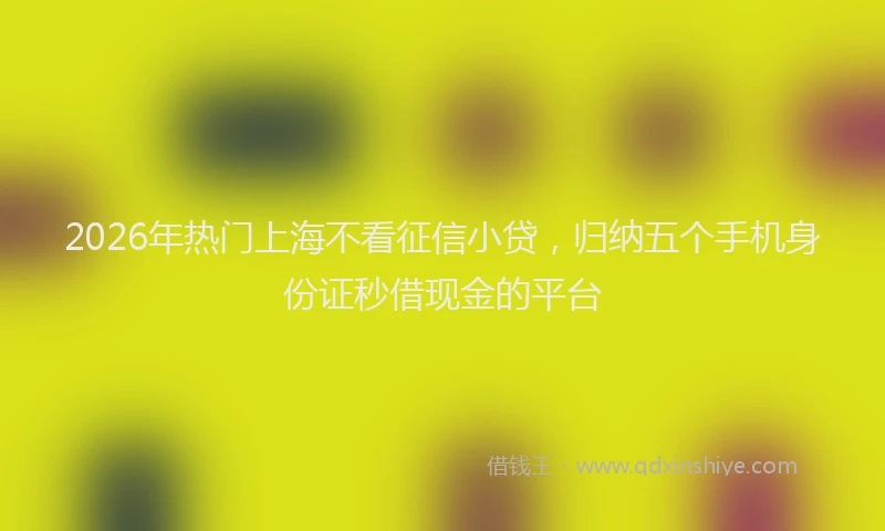 2026年热门上海不看征信小贷，归纳五个手机身份证秒借现金的平台
