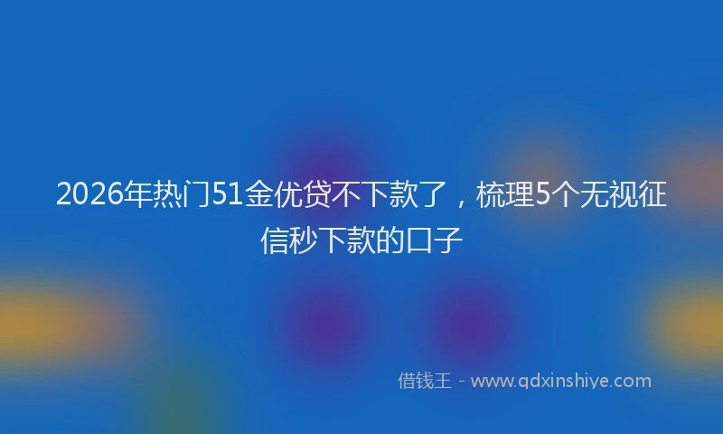2026年热门51金优贷不下款了，梳理5个无视征信秒下款的口子