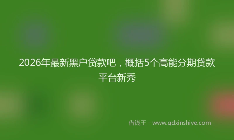 2026年最新黑户贷款吧，概括5个高能分期贷款平台新秀