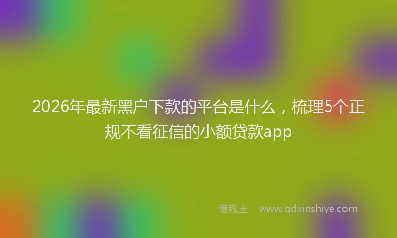 2026年最新黑户下款的平台是什么，梳理5个正规不看征信的小额贷款app