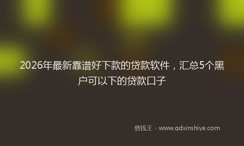 2026年最新靠谱好下款的贷款软件，汇总5个黑户可以下的贷款口子