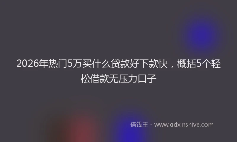 2026年热门5万买什么贷款好下款快，概括5个轻松借款无压力口子