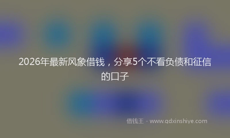 2026年最新风象借钱，分享5个不看负债和征信的口子