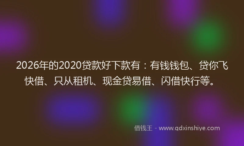 2026年的2020贷款好下款有：有钱钱包、贷你飞快借、只从租机、现金贷易借、闪借快行等。