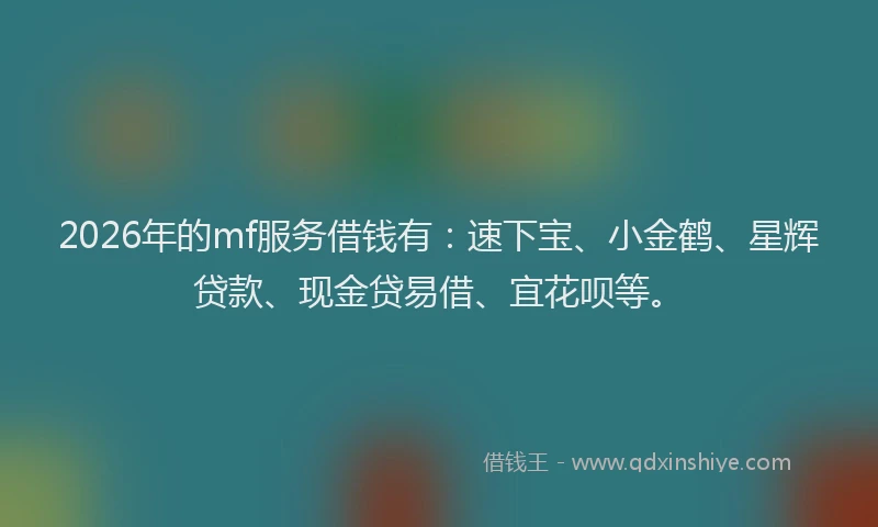 2026年的mf服务借钱有：速下宝、小金鹤、星辉贷款、现金贷易借、宜花呗等。