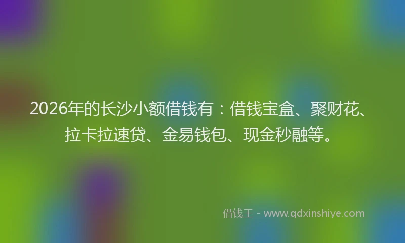 2026年的长沙小额借钱有：借钱宝盒、聚财花、拉卡拉速贷、金易钱包、现金秒融等。
