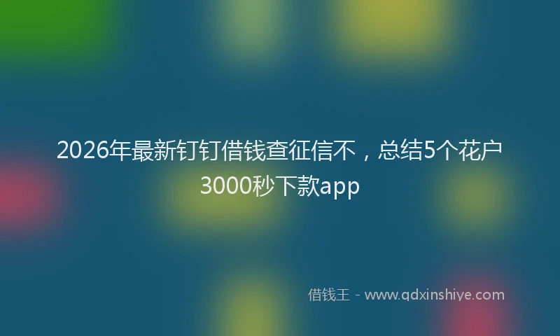 2026年最新钉钉借钱查征信不，总结5个花户3000秒下款app