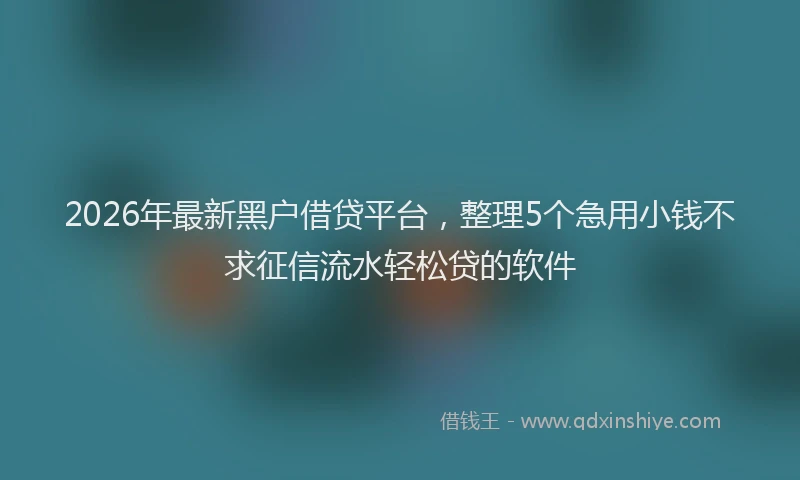 2026年最新黑户借贷平台，整理5个急用小钱不求征信流水轻松贷的软件