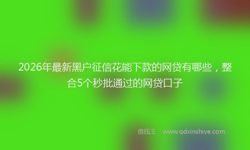 2026年最新黑户征信花能下款的网贷有哪些，整合5个秒批通过的网贷口子