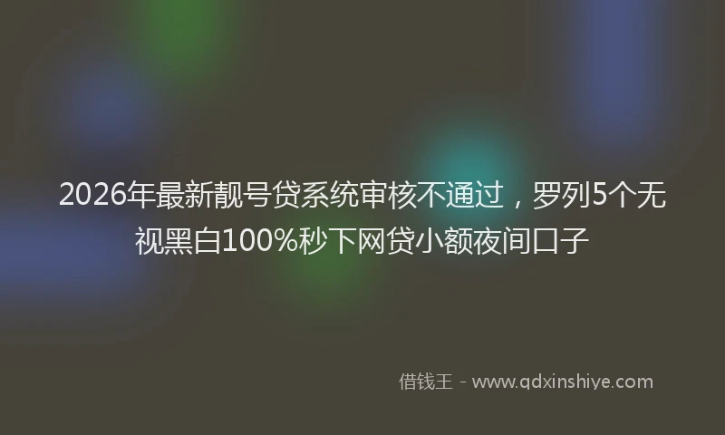 2026年最新靓号贷系统审核不通过，罗列5个无视黑白100%秒下网贷小额夜间口子