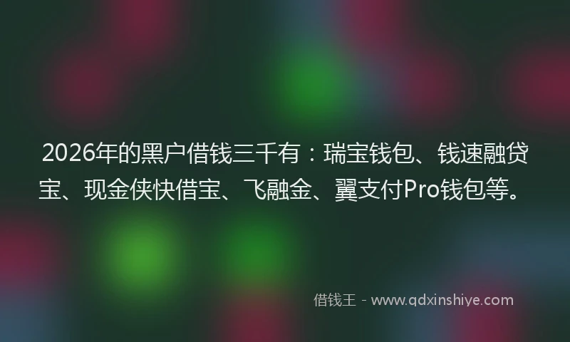 2026年的黑户借钱三千有：瑞宝钱包、钱速融贷宝、现金侠快借宝、飞融金、翼支付Pro钱包等。