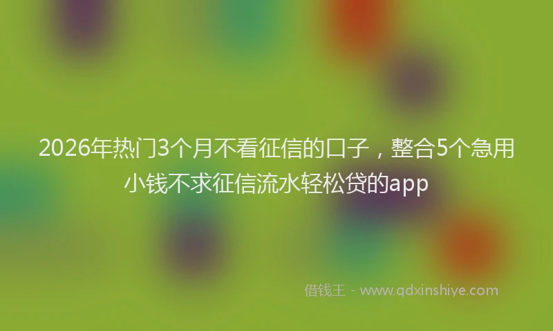 2026年热门3个月不看征信的口子，整合5个急用小钱不求征信流水轻松贷的app