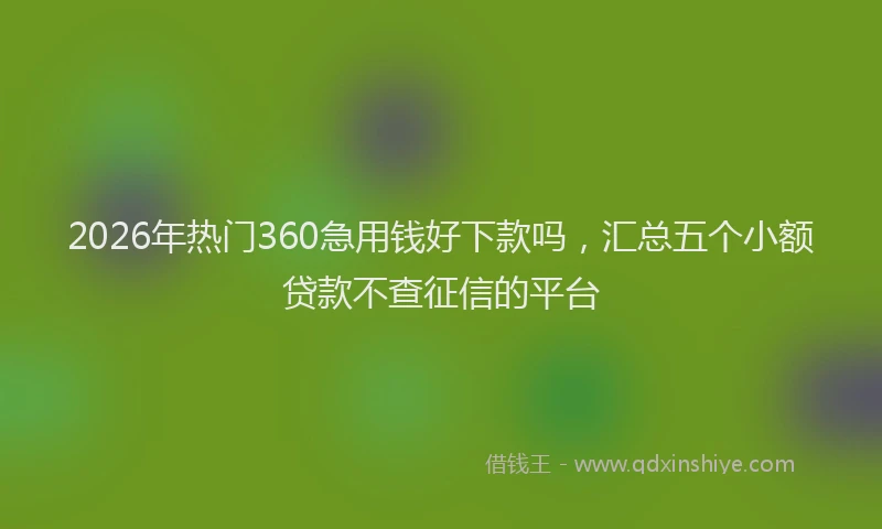 2026年热门360急用钱好下款吗，汇总五个小额贷款不查征信的平台