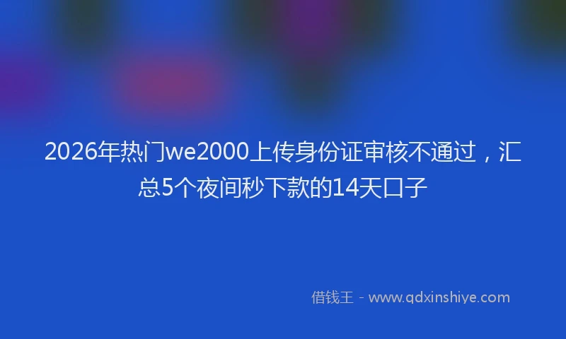 2026年热门we2000上传身份证审核不通过，汇总5个夜间秒下款的14天口子
