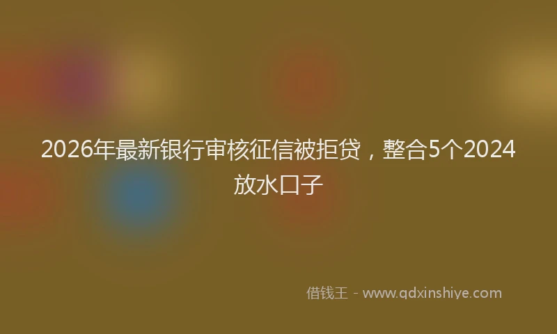 2026年最新银行审核征信被拒贷，整合5个2024放水口子