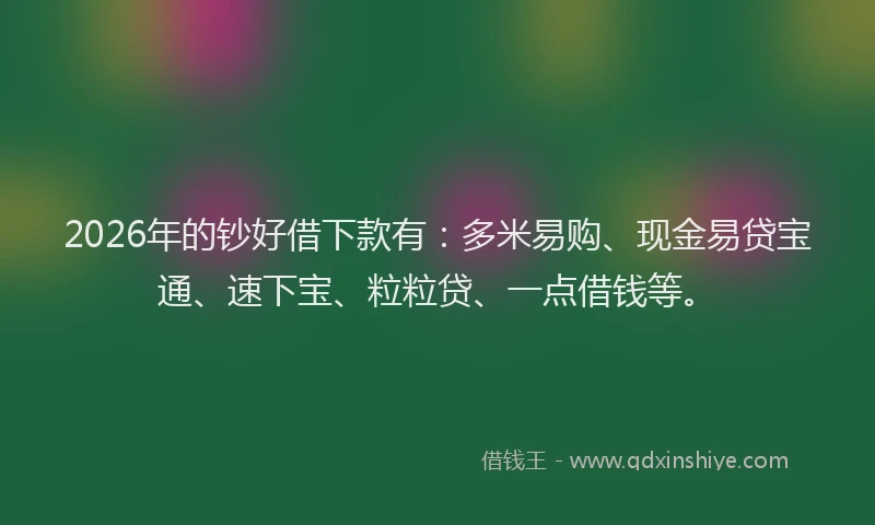 2026年的钞好借下款有：多米易购、现金易贷宝通、速下宝、粒粒贷、一点借钱等。