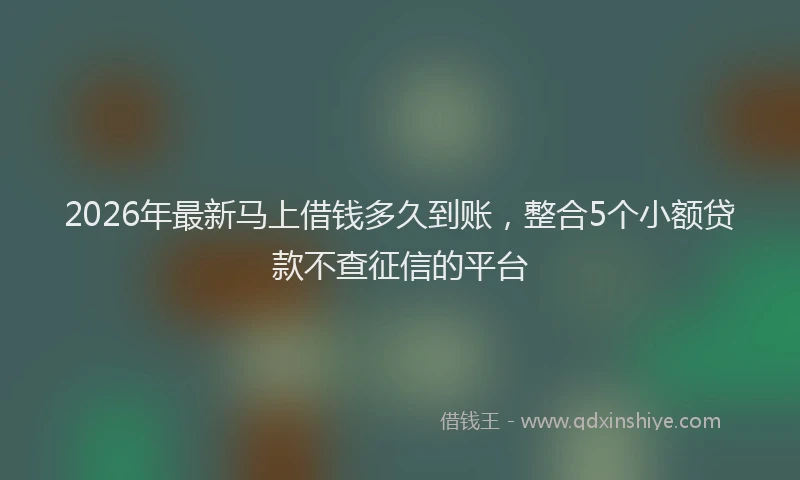 2026年最新马上借钱多久到账，整合5个小额贷款不查征信的平台