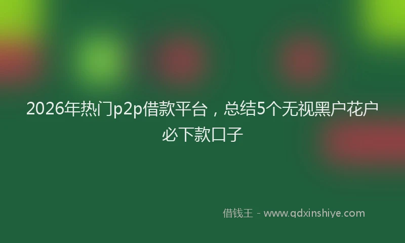 2026年热门p2p借款平台，总结5个无视黑户花户必下款口子