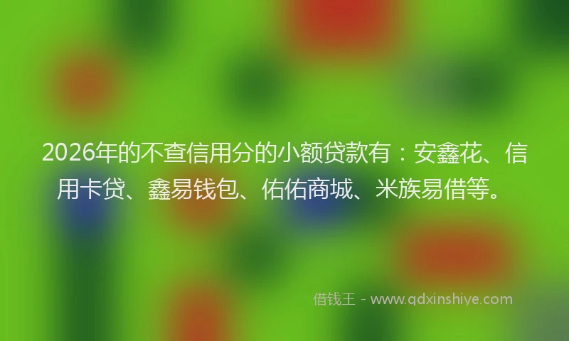 2026年的不查信用分的小额贷款有：安鑫花、信用卡贷、鑫易钱包、佑佑商城、米族易借等。