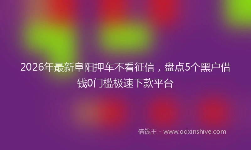 2026年最新阜阳押车不看征信，盘点5个黑户借钱0门槛极速下款平台
