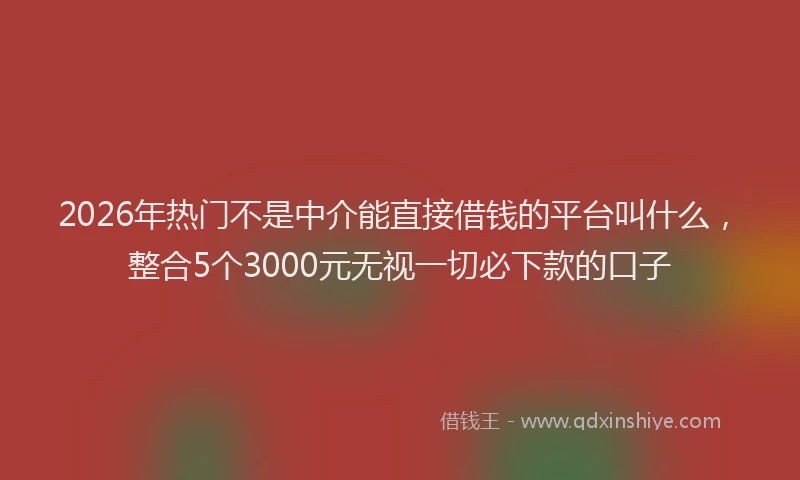 2026年热门不是中介能直接借钱的平台叫什么，整合5个3000元无视一切必下款的口子