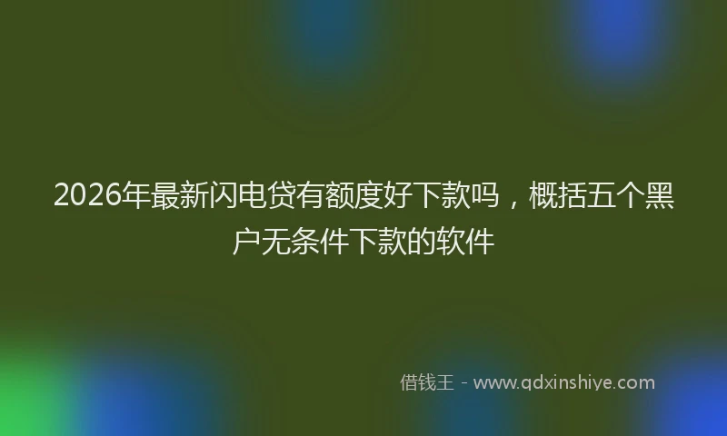2026年最新闪电贷有额度好下款吗，概括五个黑户无条件下款的软件