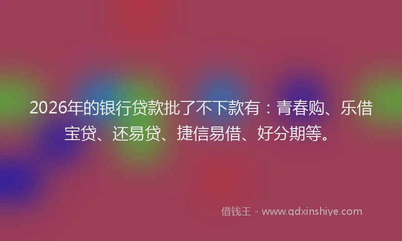 2026年的银行贷款批了不下款有：青春购、乐借宝贷、还易贷、捷信易借、好分期等。