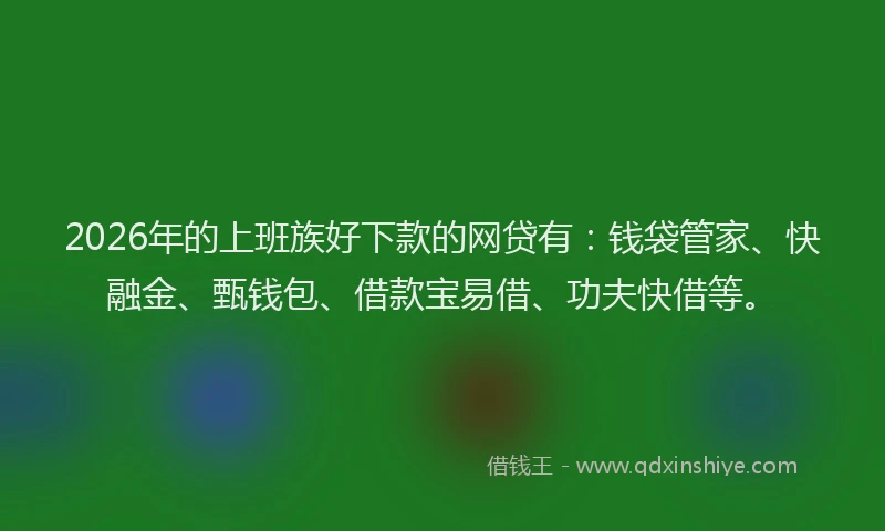 2026年的上班族好下款的网贷有：钱袋管家、快融金、甄钱包、借款宝易借、功夫快借等。