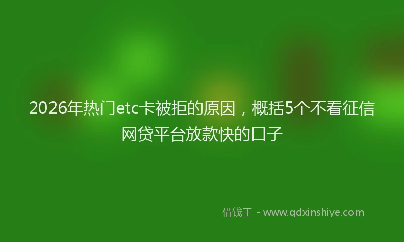 2026年热门etc卡被拒的原因，概括5个不看征信网贷平台放款快的口子