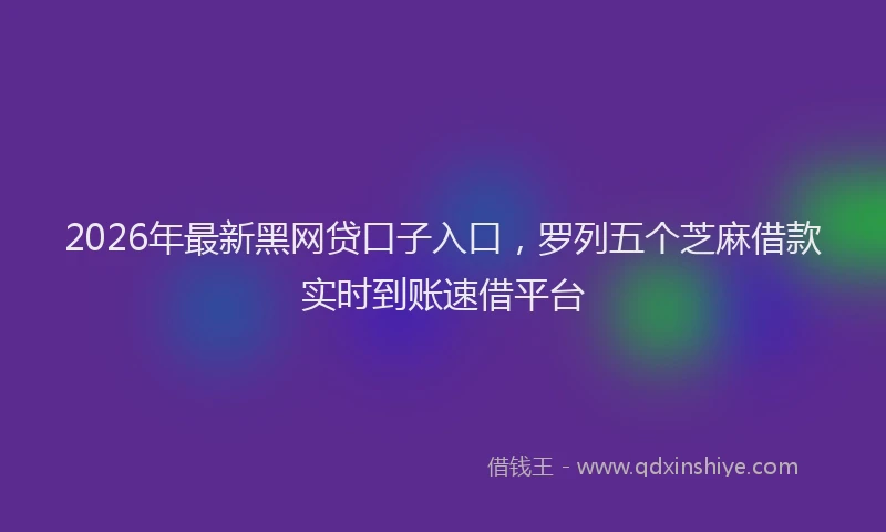 2026年最新黑网贷口子入口，罗列五个芝麻借款实时到账速借平台